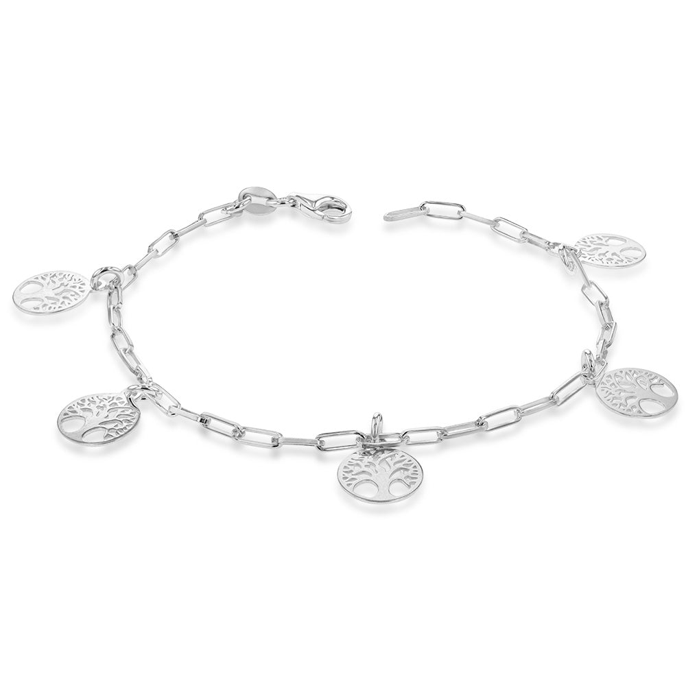 Sterling Silver Tree Of Life Charm 19cm Bracelet