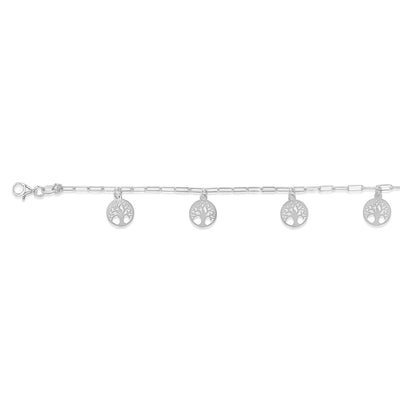 Sterling Silver Tree Of Life Charm 19cm Bracelet