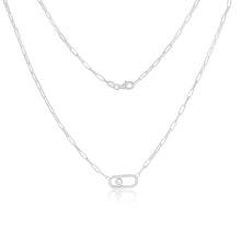Load image into Gallery viewer, Sterling Silver Cubic Zirconia On Chunky Link Pendant 45cm Chain