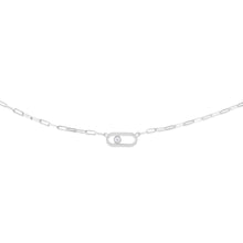 Load image into Gallery viewer, Sterling Silver Cubic Zirconia On Chunky Link Pendant 45cm Chain