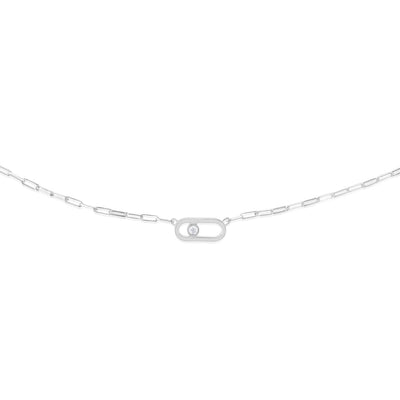 Sterling Silver Cubic Zirconia On Chunky Link Pendant 45cm Chain