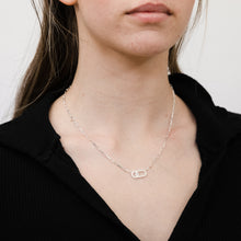 Load image into Gallery viewer, Sterling Silver Cubic Zirconia On Chunky Link Pendant 45cm Chain