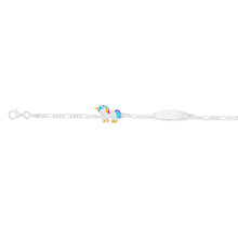 Load image into Gallery viewer, Sterling Silver Coloured Unicorn On Figaro 16cm Baby Bracelet