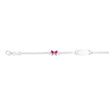 Load image into Gallery viewer, Sterling Silver Pink Butterfly Fancy ID 16cm Baby Bracelet