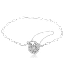 Load image into Gallery viewer, Sterling Silver Fancy 19cm Padlock Bracelet