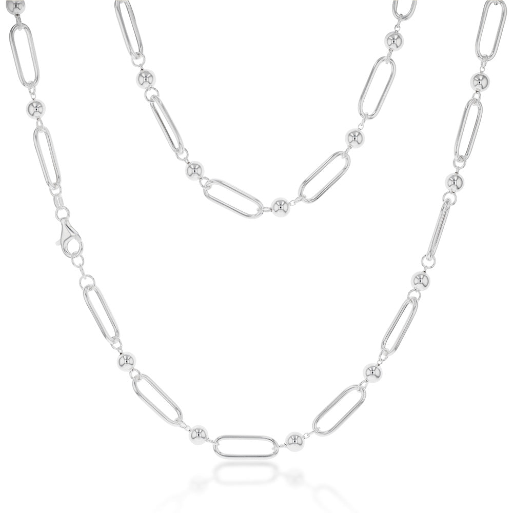 Sterling Silver Link And Ball Fancy 60cm Chain