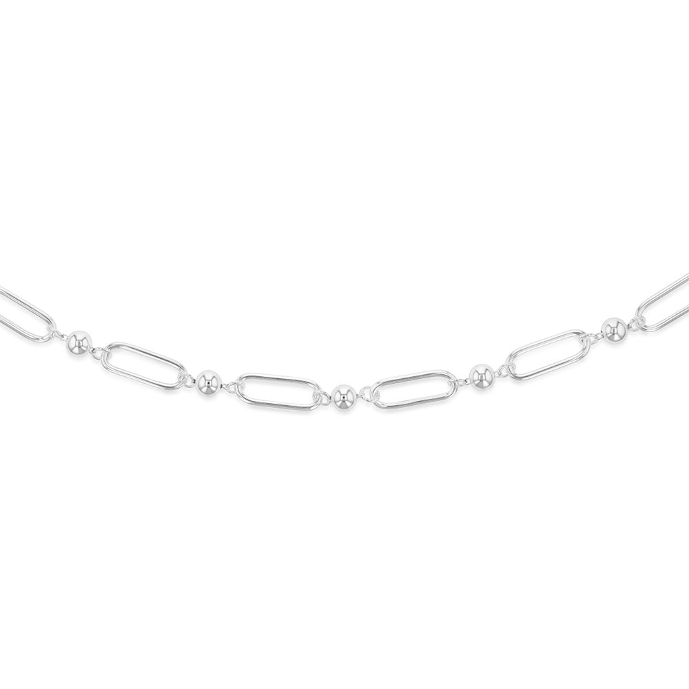 Sterling Silver Link And Ball Fancy 70cm Chain