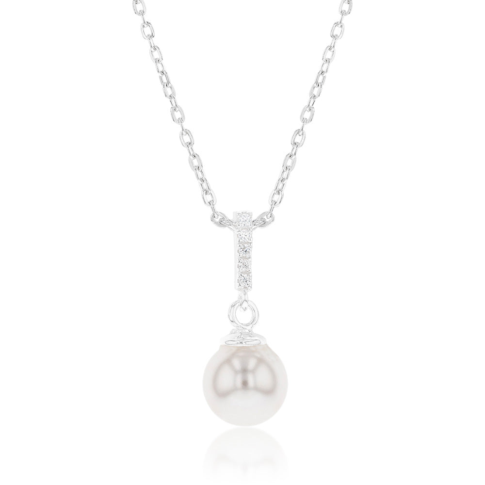 Sterling Silver Swarovski Pearl Pendant On 42+3cm Chain