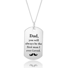 Load image into Gallery viewer, Sterling Silver Dog Tag Dad Daughters Message Pendant
