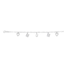 Load image into Gallery viewer, Sterling Silver Heart And Mum On 16+3cm Bracelet