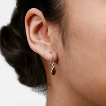 Load image into Gallery viewer, Sterling Silver Garnet Pear Hook Drop Earrings
