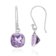 Load image into Gallery viewer, Sterling Silver 7mm Amethyst Hook Drop Earrings