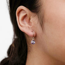 Load image into Gallery viewer, Sterling Silver 7mm Amethyst Hook Drop Earrings