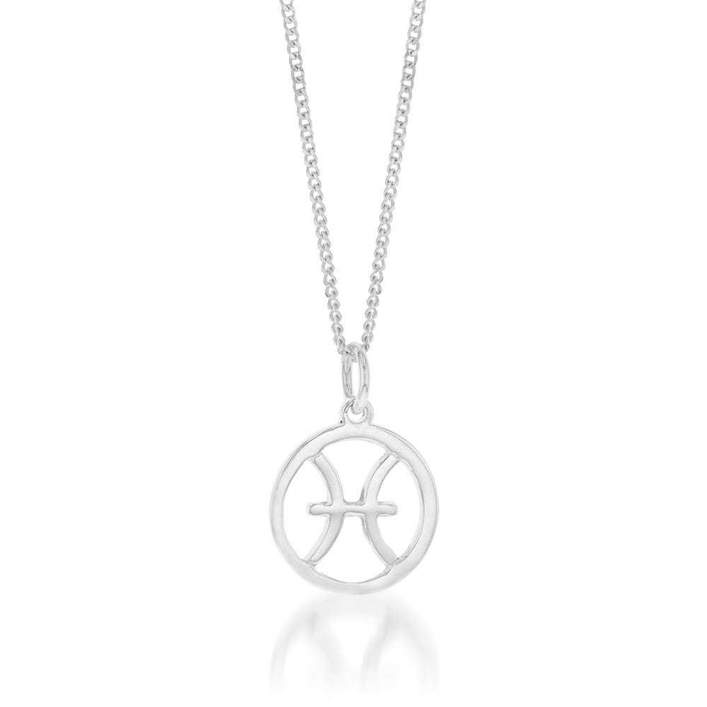 Sterling Silver Round Zodiac/Star Sign Pisces Pendant