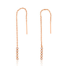 Load image into Gallery viewer, Sterling Silver Rose Gold Plated Tiny Flowers Threader Earrings