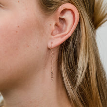 Load image into Gallery viewer, Sterling Silver Rose Gold Plated Tiny Flowers Threader Earrings
