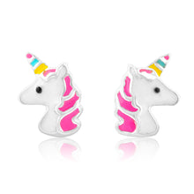 Load image into Gallery viewer, Sterling Silver Unicorn Stud Earrings