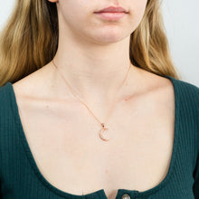 Load image into Gallery viewer, Sterling Silver Rose Gold Plated Cubic Zirconia New Moon Pendant on 42+3cm Chain