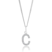 Load image into Gallery viewer, Sterling Silver Cubic Zirconia Initial &quot;C&quot; Pendant