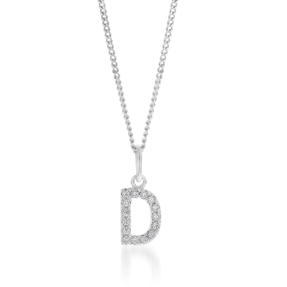 Sterling Silver Cubic Zirconia Initial "D" Pendant