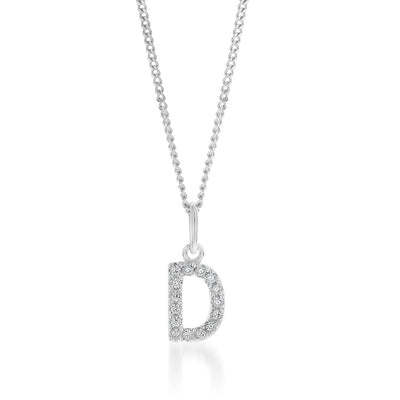 Sterling Silver Cubic Zirconia Initial 