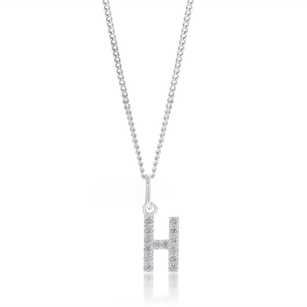 Sterling Silver Cubic Zirconia Initial "H" Pendant