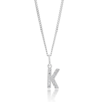 Sterling Silver Cubic Zirconia Initial 