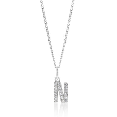Sterling Silver Cubic Zirconia Initial 