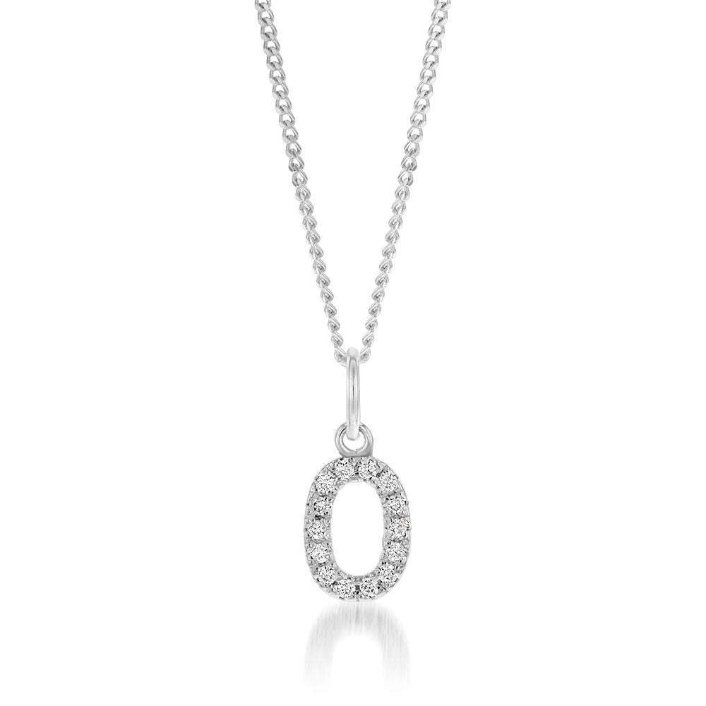 Sterling Silver Cubic Zirconia Initial "O" Pendant