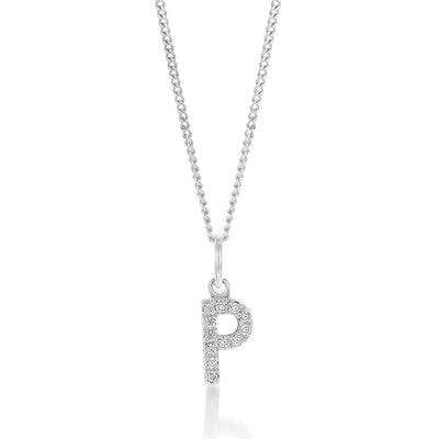 Sterling Silver Cubic Zirconia Initial 