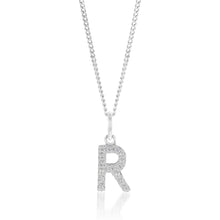 Load image into Gallery viewer, Sterling Silver Cubic Zirconia Initial &quot;R&quot; Pendant