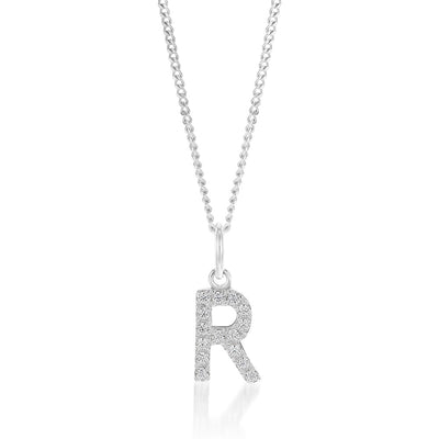 Sterling Silver Cubic Zirconia Initial 