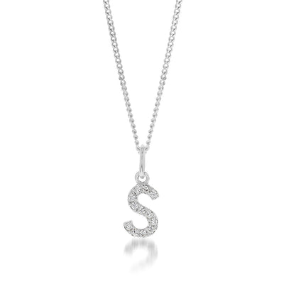 Sterling Silver Cubic Zirconia Initial 