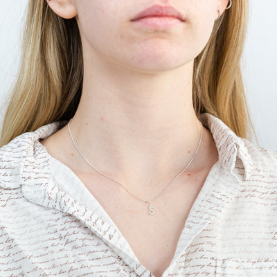 Sterling Silver Cubic Zirconia Initial 