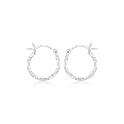 Sterling Silver Plain Round 15mm Hoop Earrings