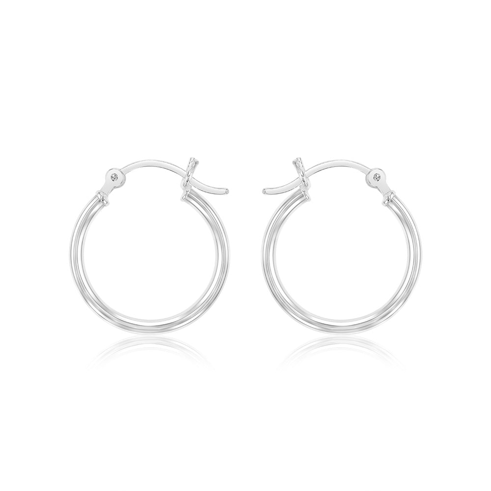 Sterling Silver Plain Round 20mm Hoop Earrings