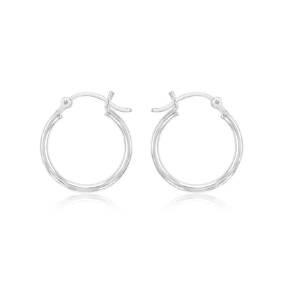 Sterling Silver Plain Round 20mm Hoop Earrings