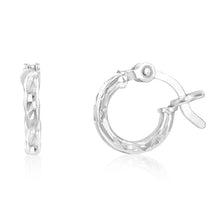 Load image into Gallery viewer, Sterling Silver Diamond Cut 10mm Hoop Earrings