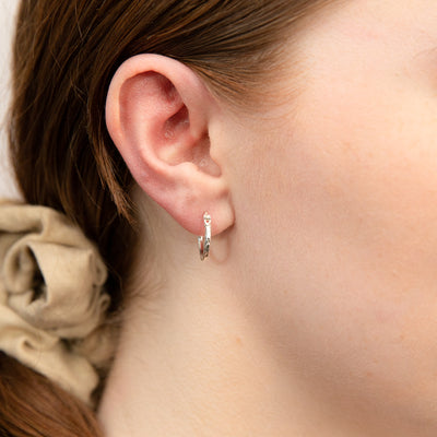 Sterling Silver Diamond Cut 15mm Hoop Earrings