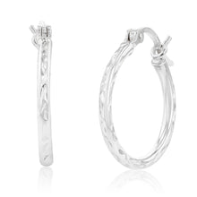 Load image into Gallery viewer, Sterling Silver Diamond Cut 20mm Hoop Earrings