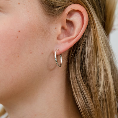 Sterling Silver Diamond Cut 20mm Hoop Earrings