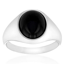 Load image into Gallery viewer, Sterling Silver Round Black Mens Ring