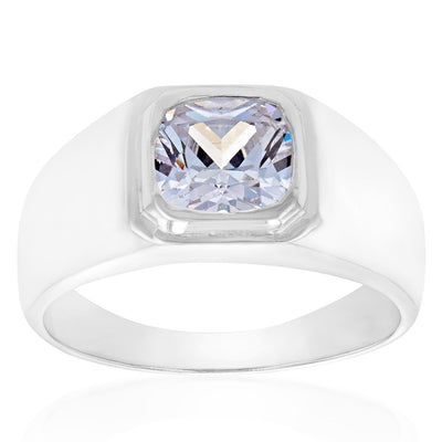Sterling Silver Cubic Zirconia In Octagon Ring