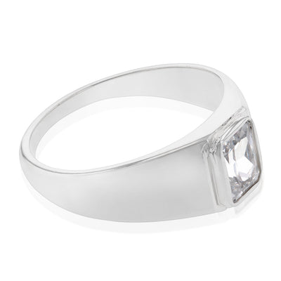 Sterling Silver Cubic Zirconia Rectangular Ring