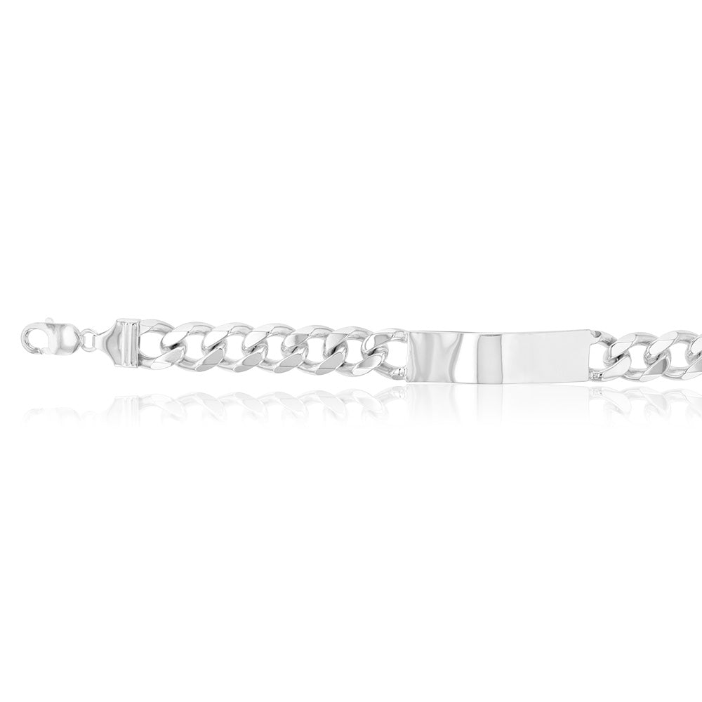 Sterling Silver Diamond Cut 350 Gauge Curb ID 22cm Bracelet