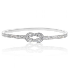 Load image into Gallery viewer, Sterling Silver Cubic Zirconia Knot Hinged Bangle