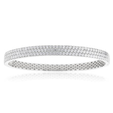 Load image into Gallery viewer, Sterling Silver Broad Cubic Zirconia Studded Hinged Bangle