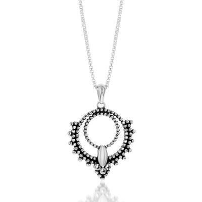 Sterling Silver Fancy Antique Pendant On 42+3cm Chain