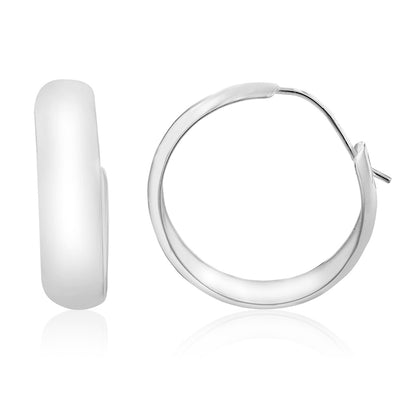 Sterling Silver Broad Plain Hoop 24mm  Earrings