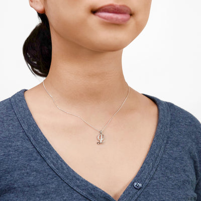 Sterling Silver Rhodium Plated Cubic Zirconia Script 